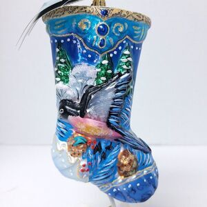 Christopher Radko Portrait Stocking Collection "Winter wings" Stocking 6 1/2"
